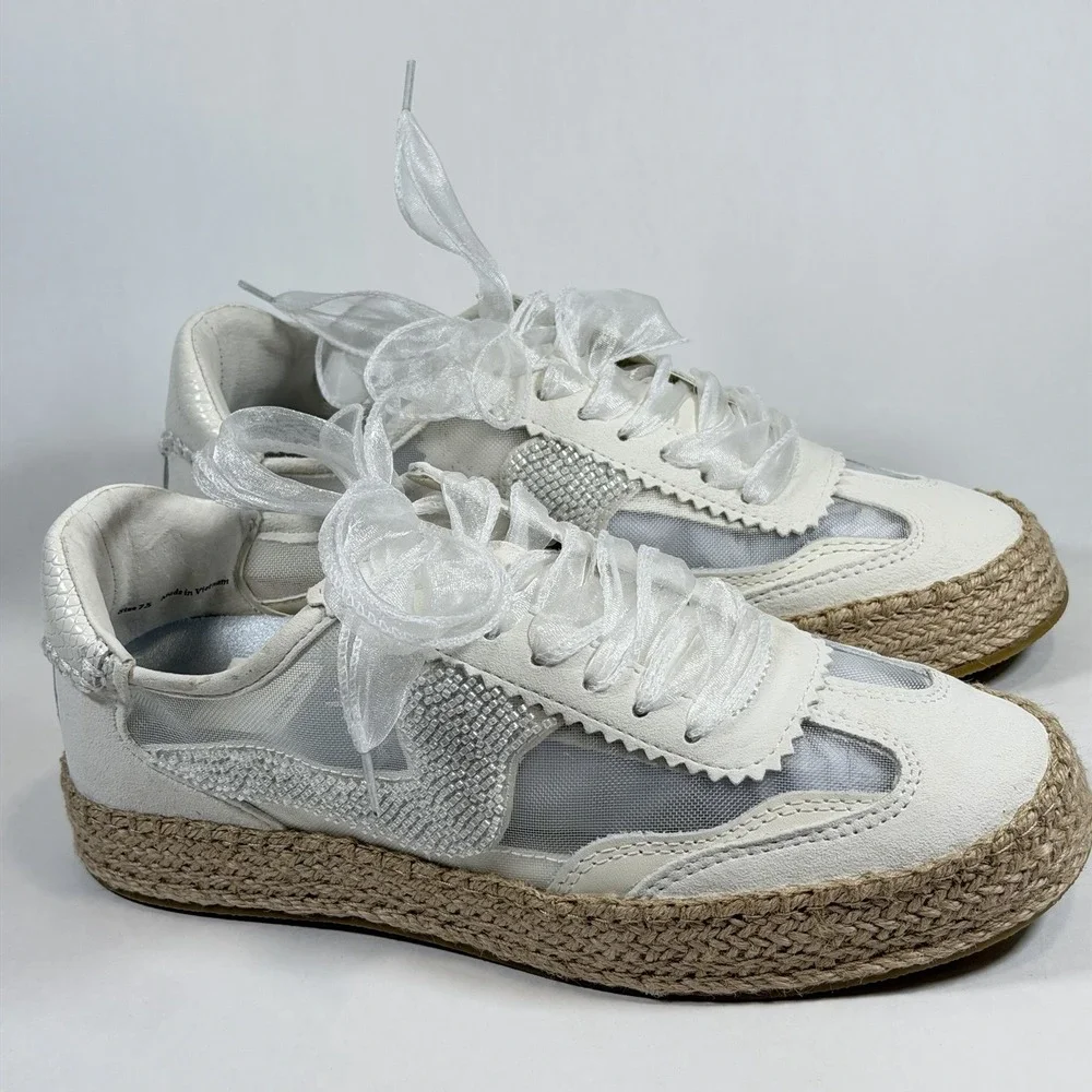 New Dolce Vita Size-9.5 Womens Notice Espadrille Sneaker in White‎ Mesh